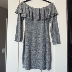 Grey Ruffle Bodycon Dress